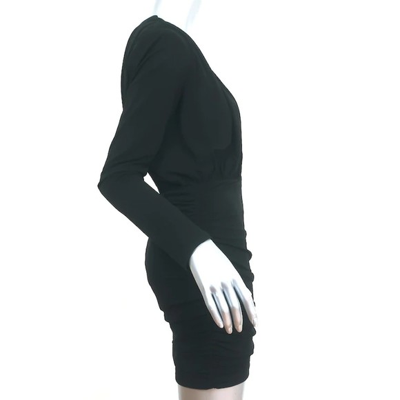 ANINE BING Long Sleeve Mini Dress Whitney Black Stretch Jersey Size Small NEW - Picture 3 of 8